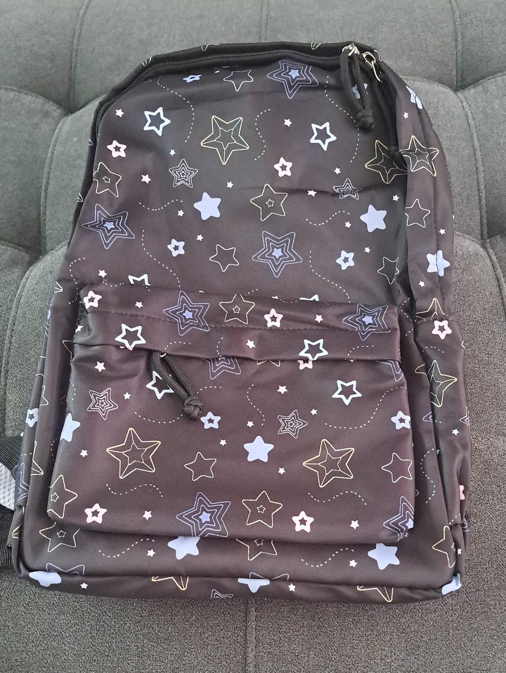 SHEIN Black Backpack with Pastel Star Print
